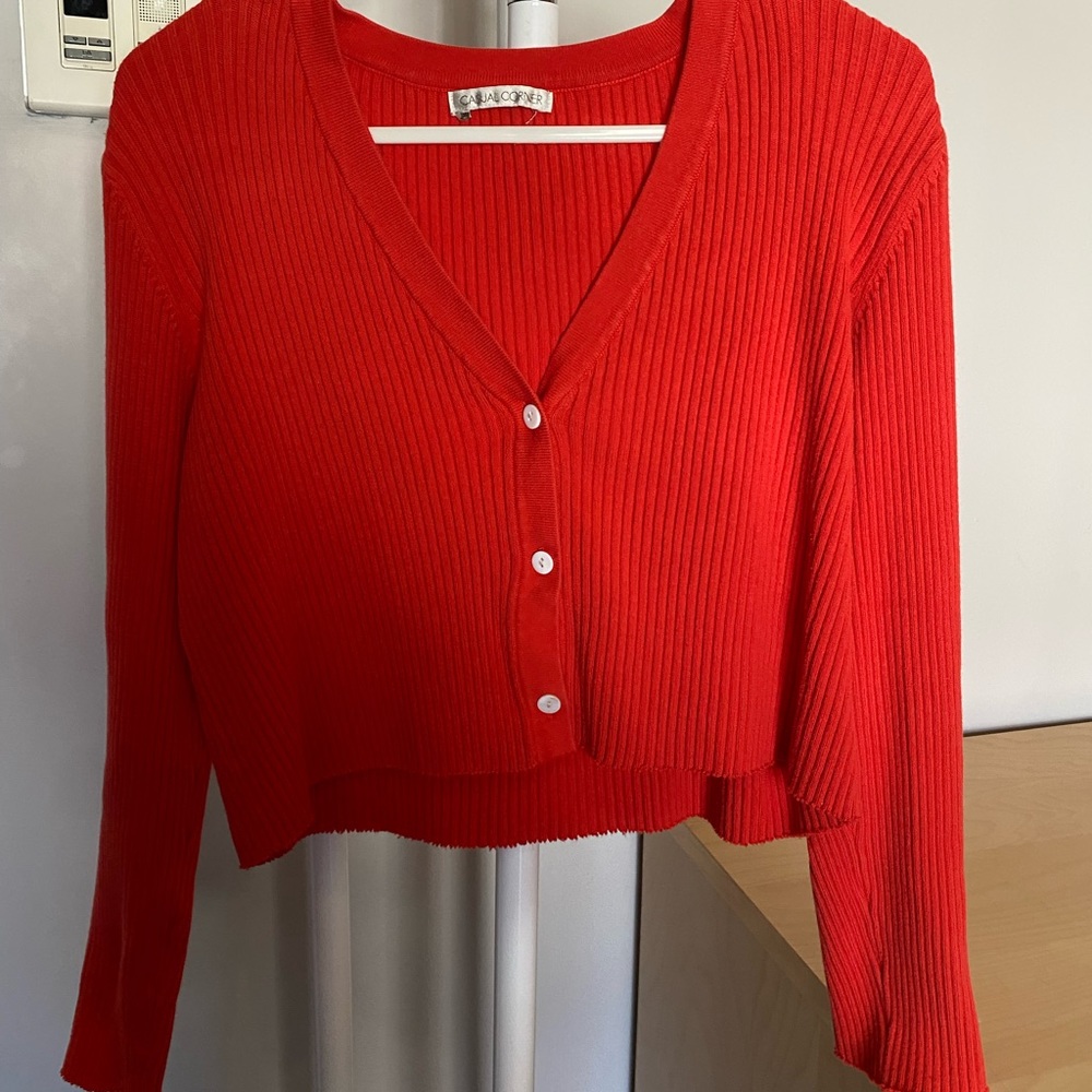 Orange cropped cardigan